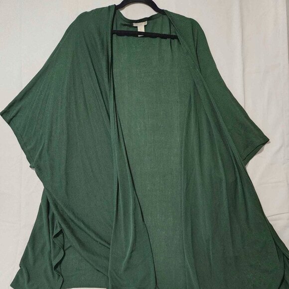H&M Forest Green Open Front Cardigan with Draped Hem - Picture 1 of 4